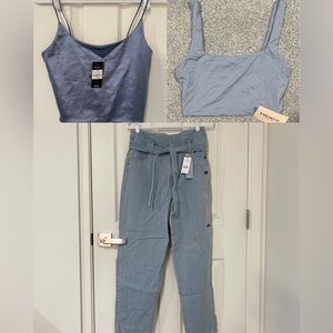 Blue Crop Tops + Mom Jeans (NEW) – Size Medium